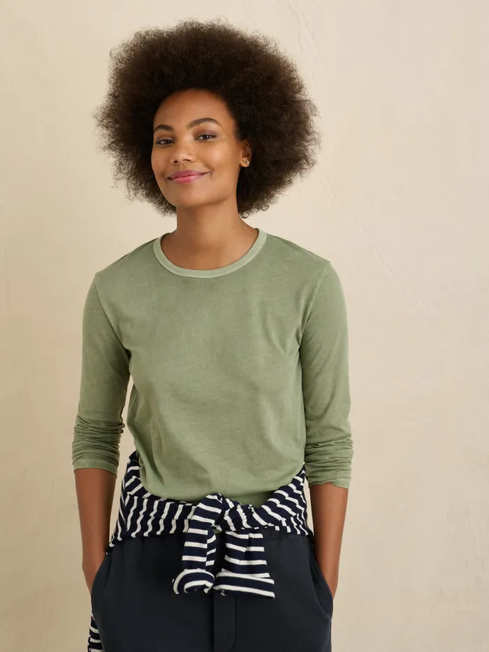 Women Alex Mill Tees Tanks Frank Long Sleeve Tee In 40039S Jersey Army Olive