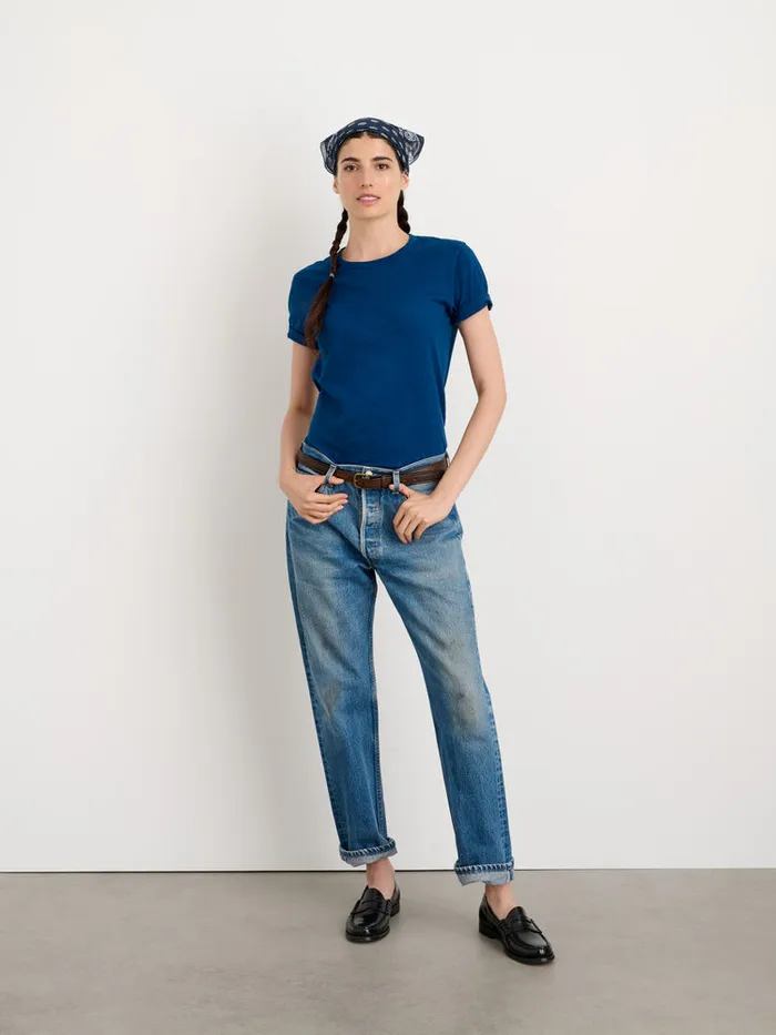 Women Alex Mill Tees Tanks Indigo Dyed Frank Tee In 40s Jersey