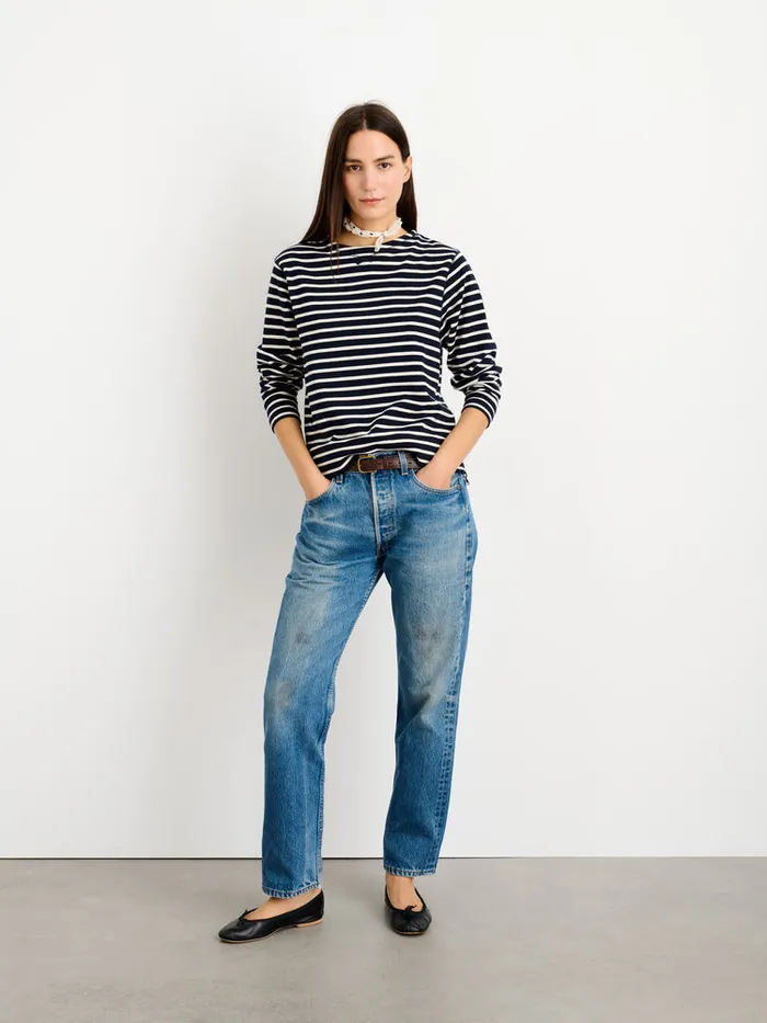 Women Alex Mill Tees Tanks Lakeside Striped Tee Dark Navynatural