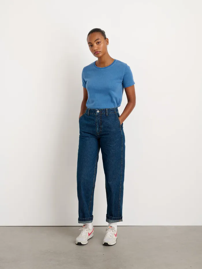 Women Alex Mill Tees Tanks Scout Crewneck Tee In Vintage Wash Cobalt