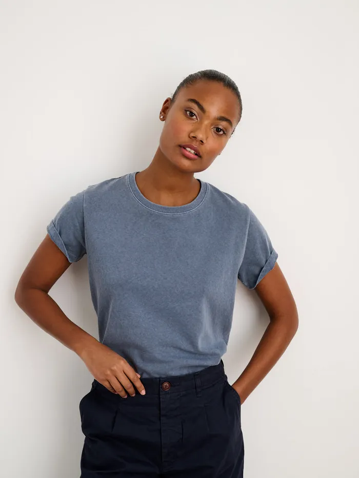 Women Alex Mill Tees Tanks Scout Crewneck Tee In Vintage Wash Faded Blue
