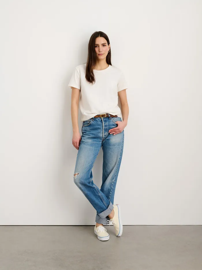 Women Alex Mill Tees Tanks Scout Crewneck Tee In Vintage Wash Off White