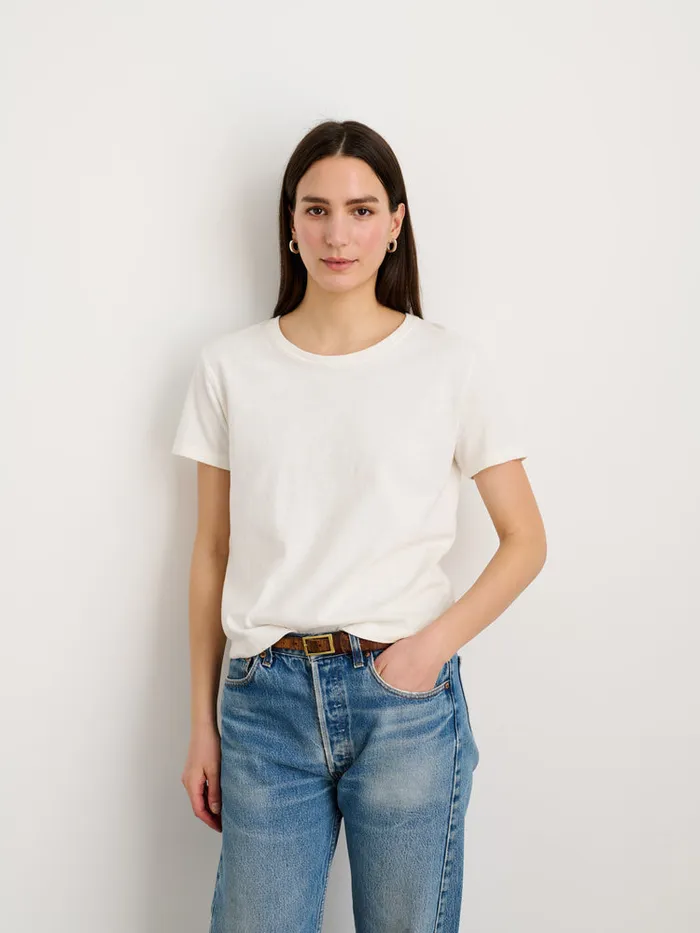 Women Alex Mill Tees Tanks Scout Crewneck Tee In Vintage Wash Off White