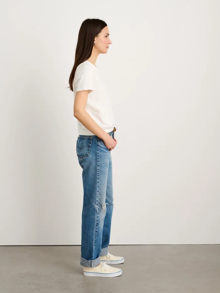 Women Alex Mill Tees Tanks Scout Crewneck Tee In Vintage Wash Off White