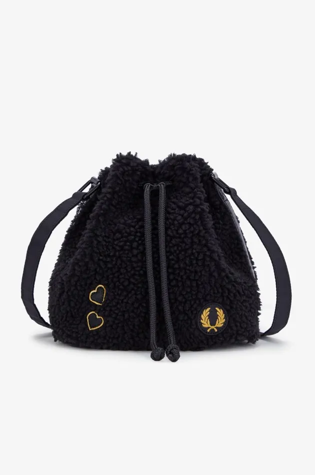 Women Bags Fred Perry Amy Mini Borg Bucket Bag Black