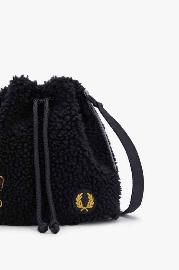 Women Bags Fred Perry Amy Mini Borg Bucket Bag Black