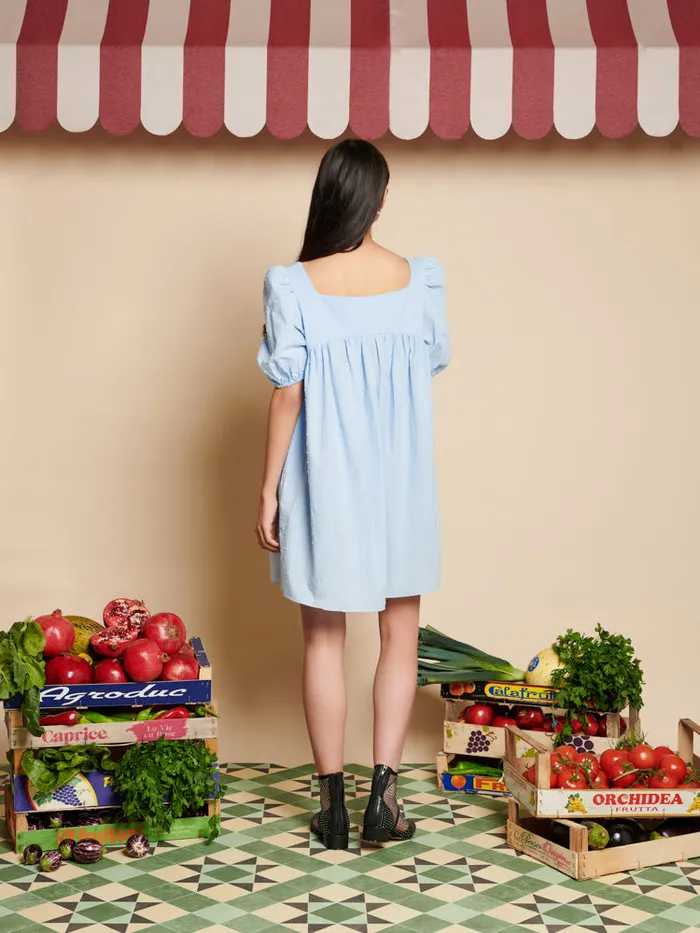 Women Barn Rose Mini Dress Baby Blue Sister Jane Dresses
