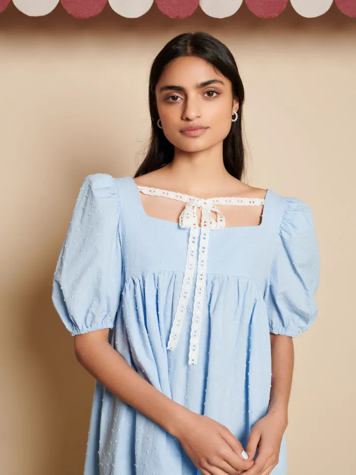 Women Barn Rose Mini Dress Baby Blue Sister Jane Dresses