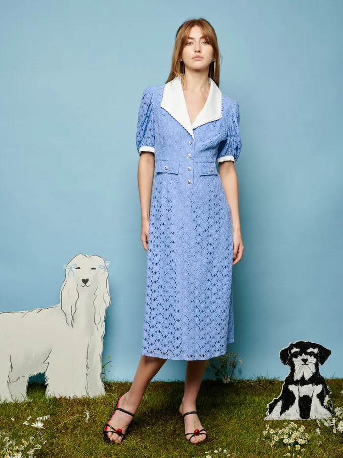 Women Bella Lace Midi Dress Cornflower Blue Sister Jane Dresses