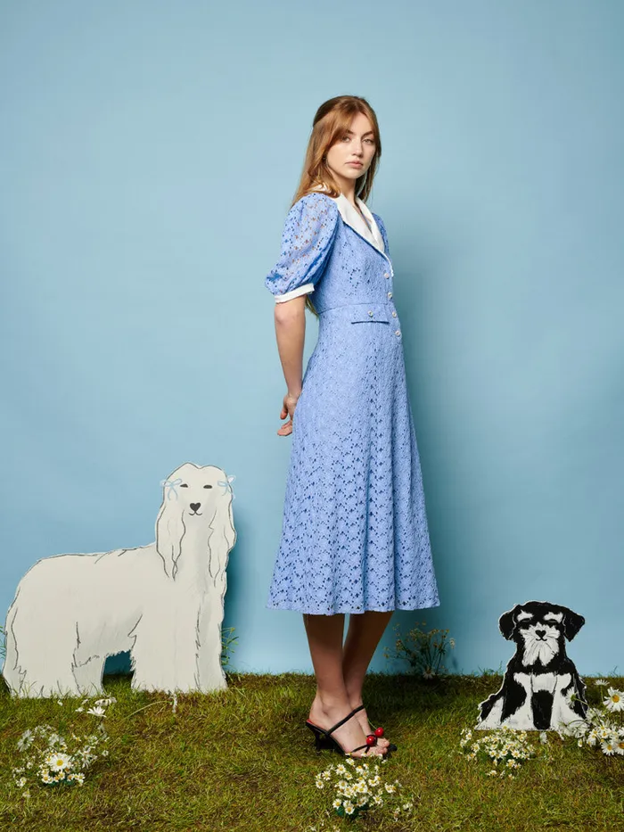 Women Bella Lace Midi Dress Cornflower Blue Sister Jane Dresses