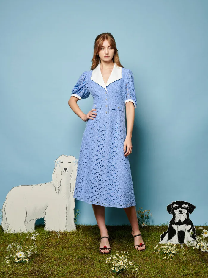 Women Bella Lace Midi Dress Cornflower Blue Sister Jane Dresses