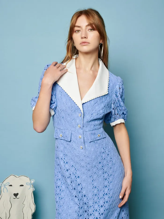 Women Bella Lace Midi Dress Cornflower Blue Sister Jane Dresses