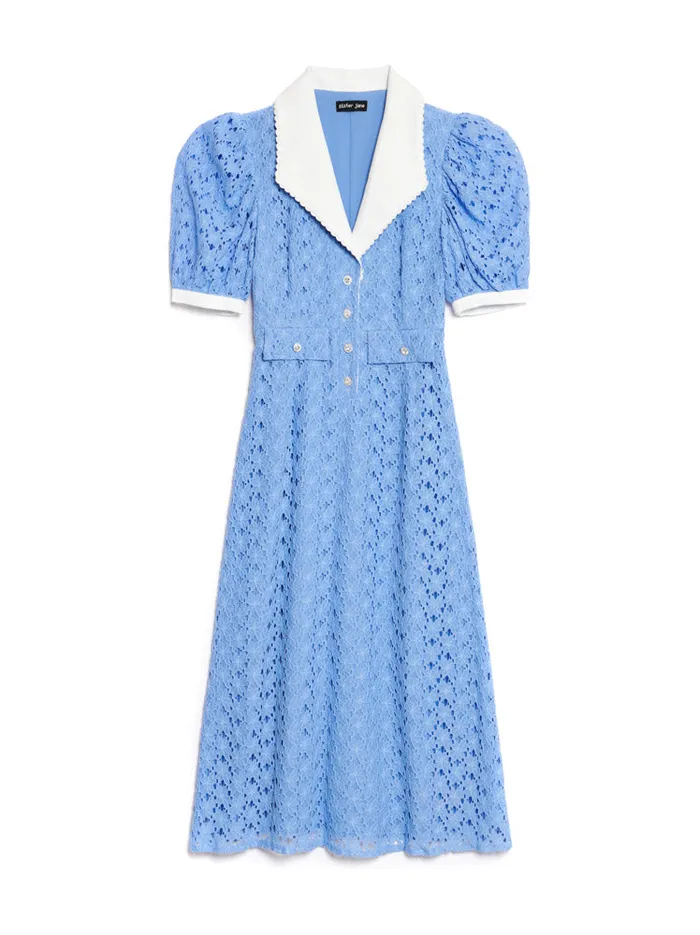 Women Bella Lace Midi Dress Cornflower Blue Sister Jane Dresses