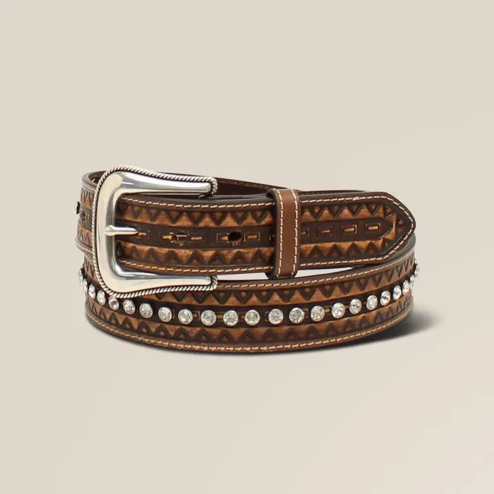 Women Belts Ariat Crystal Stud Belt Brown