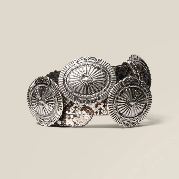 Women Belts Ariat Oval Concho Belt Snake Print