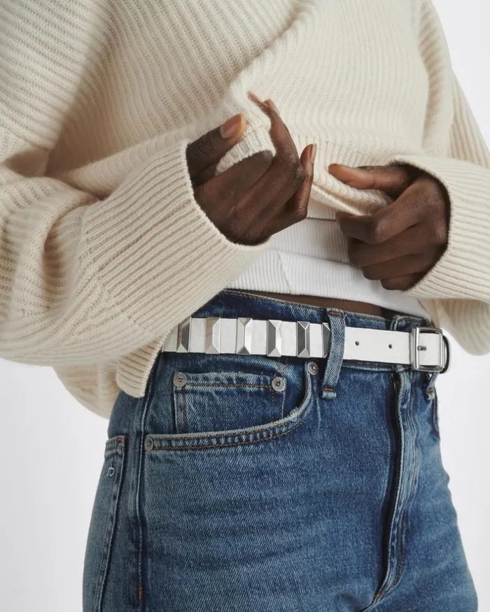Women Belts Rag 038 Bone Baby Boyfriend Studded Belt Bright White