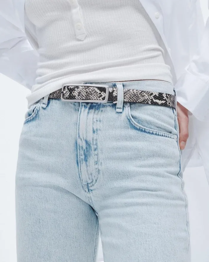 Women Belts Rag 038 Bone Small Snake Print Rebound Belt White Snake
