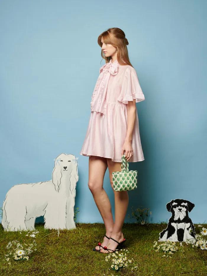 Women Bertie Bow Mini Dress Baby Pink Sister Jane Dresses