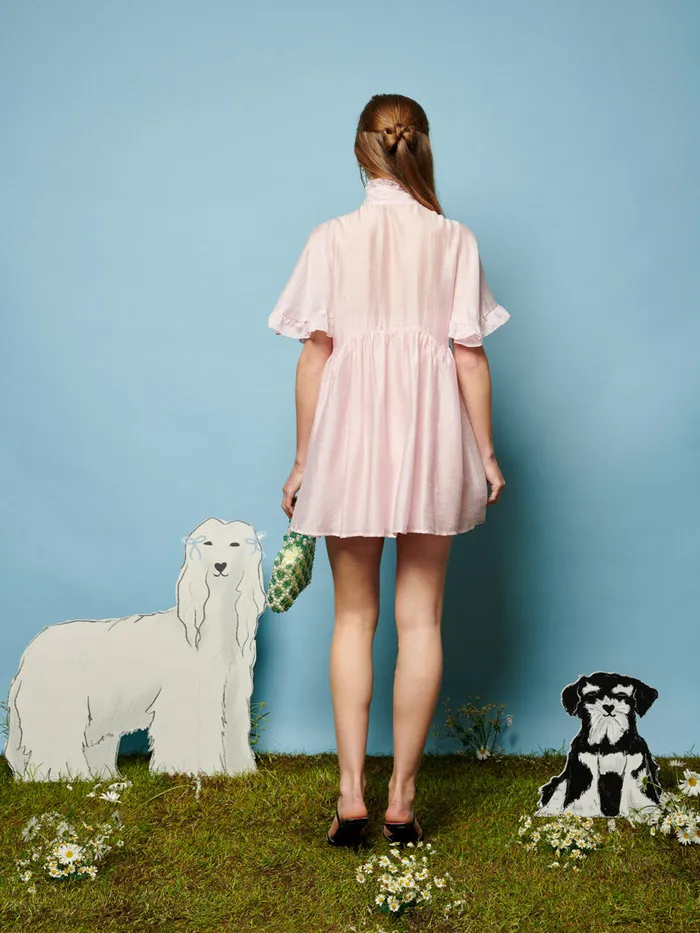 Women Bertie Bow Mini Dress Baby Pink Sister Jane Dresses