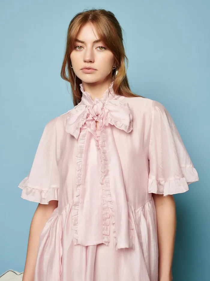 Women Bertie Bow Mini Dress Baby Pink Sister Jane Dresses