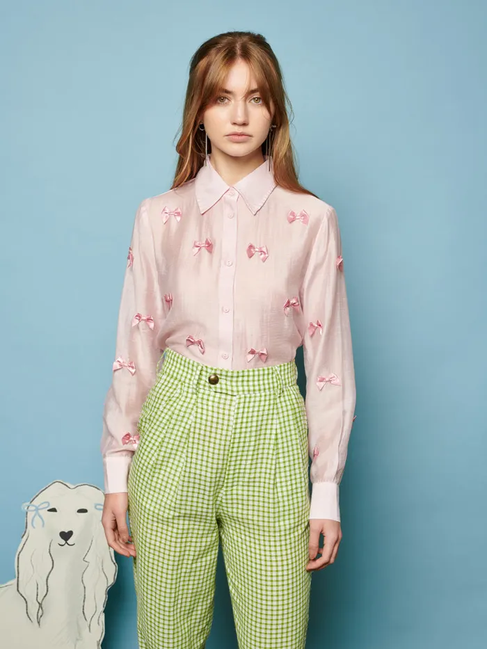 Women Bertie Bow Shirt Baby Pink Sister Jane Tops