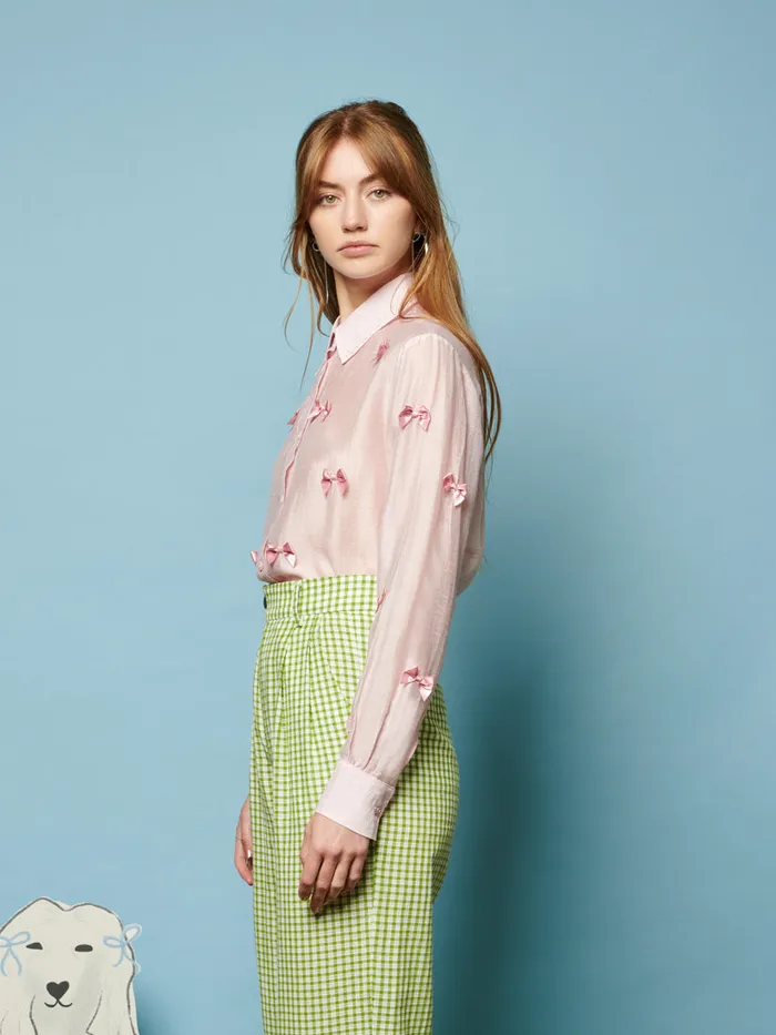 Women Bertie Bow Shirt Baby Pink Sister Jane Tops