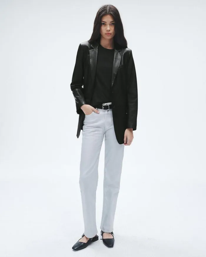 Women Blazers 038 Vests Rag 038 Bone Charles Leather Blazer Black