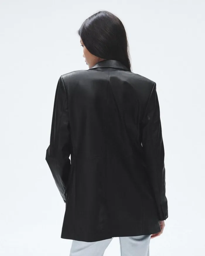 Women Blazers 038 Vests Rag 038 Bone Charles Leather Blazer Black