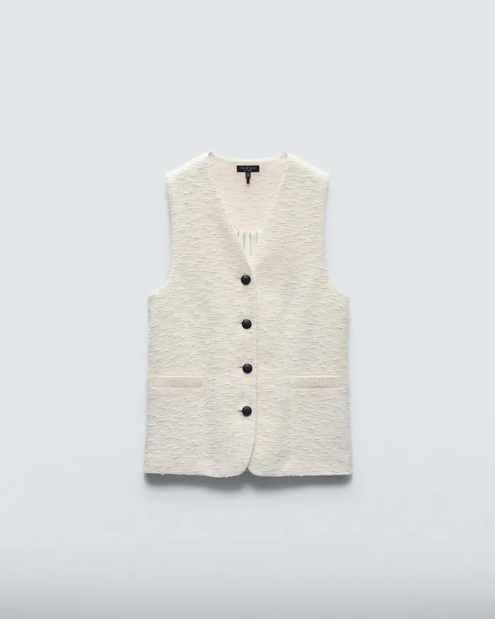 Women Blazers 038 Vests Rag 038 Bone Charlotte Italian Tweed Vest Ivory
