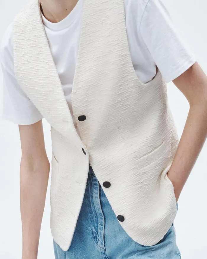 Women Blazers 038 Vests Rag 038 Bone Charlotte Italian Tweed Vest Ivory