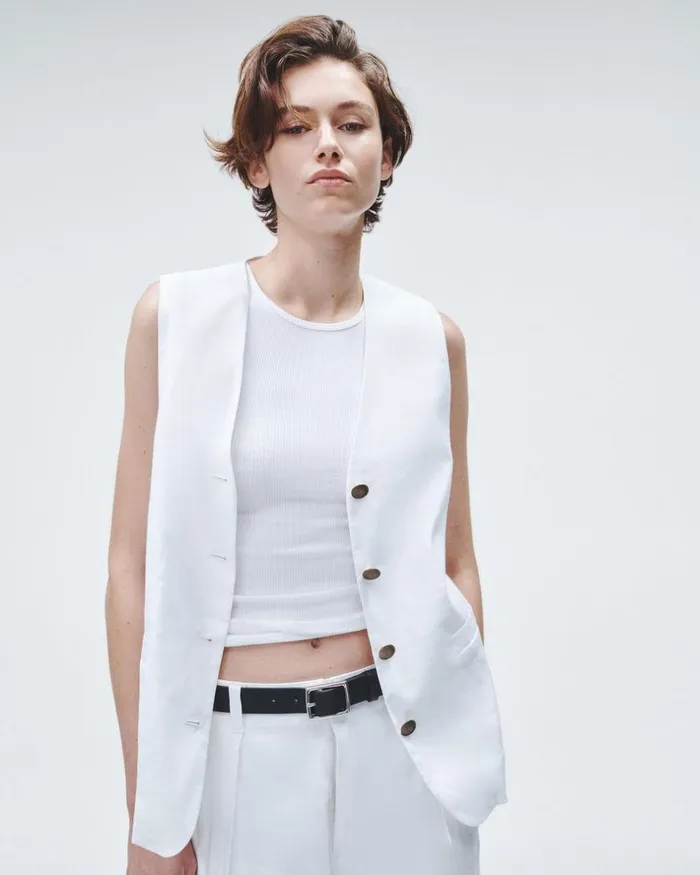 Women Blazers 038 Vests Rag 038 Bone Charlotte Linen Vest White