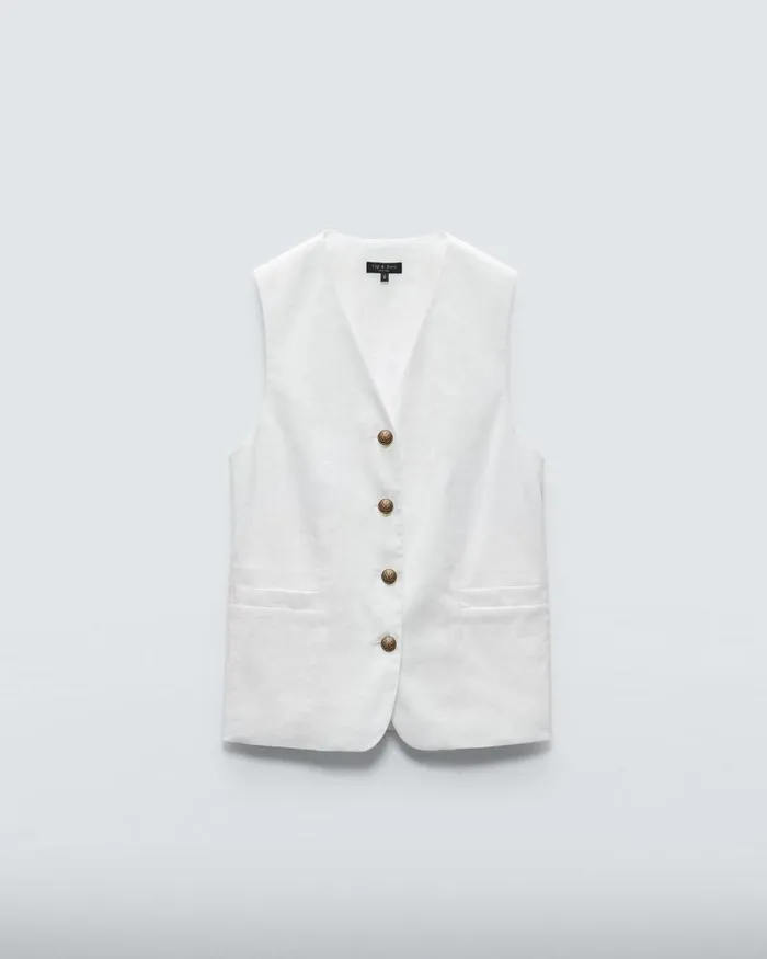 Women Blazers 038 Vests Rag 038 Bone Charlotte Linen Vest White