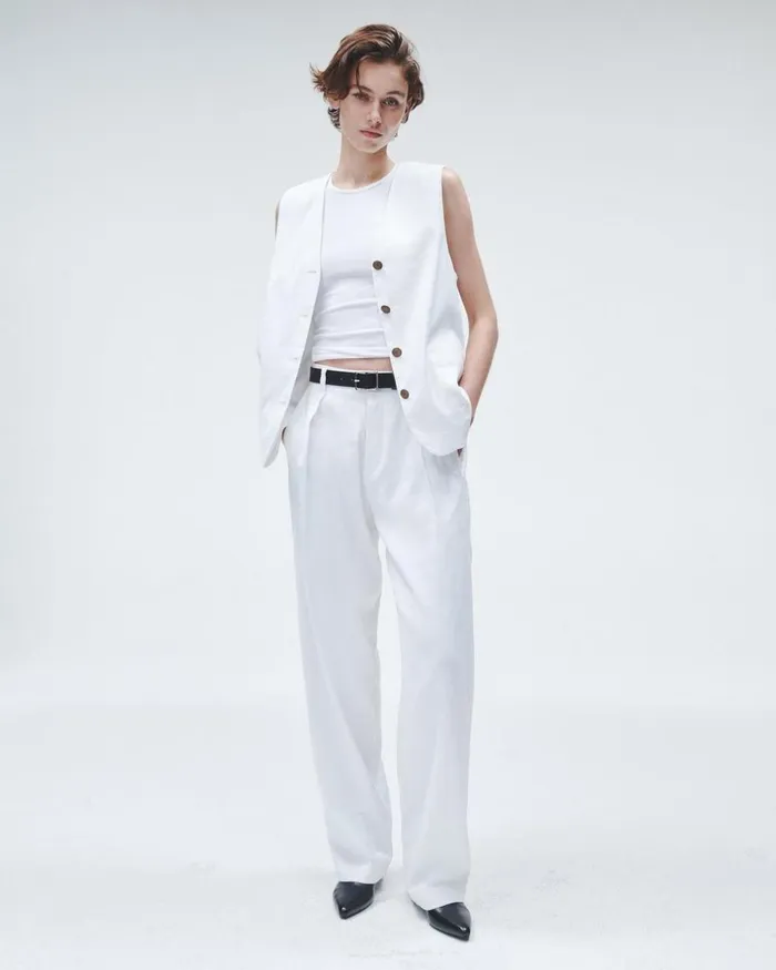 Women Blazers 038 Vests Rag 038 Bone Charlotte Linen Vest White