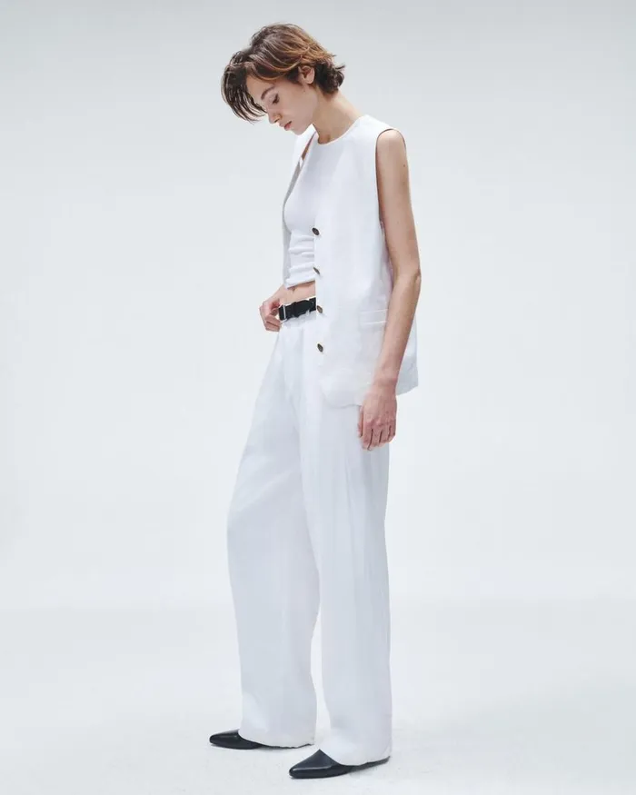 Women Blazers 038 Vests Rag 038 Bone Charlotte Linen Vest White