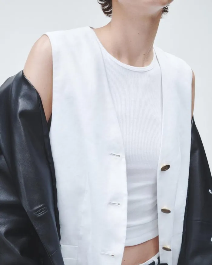 Women Blazers 038 Vests Rag 038 Bone Charlotte Linen Vest White