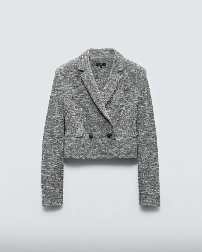 Women Blazers 038 Vests Rag 038 Bone Josie Italian Tweed Blazer Navy White Muti