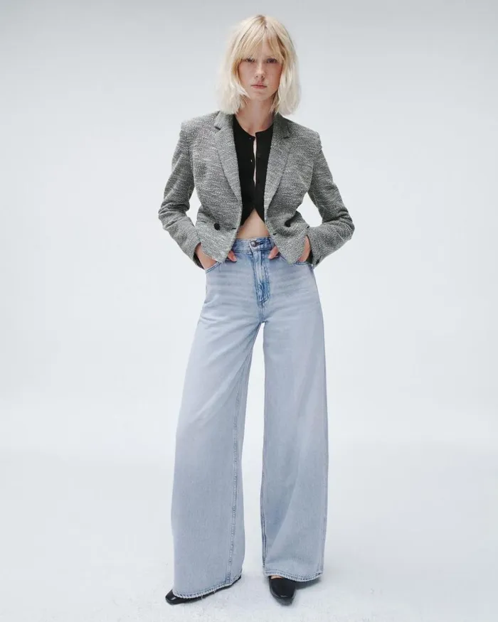 Women Blazers 038 Vests Rag 038 Bone Josie Italian Tweed Blazer Navy White Muti