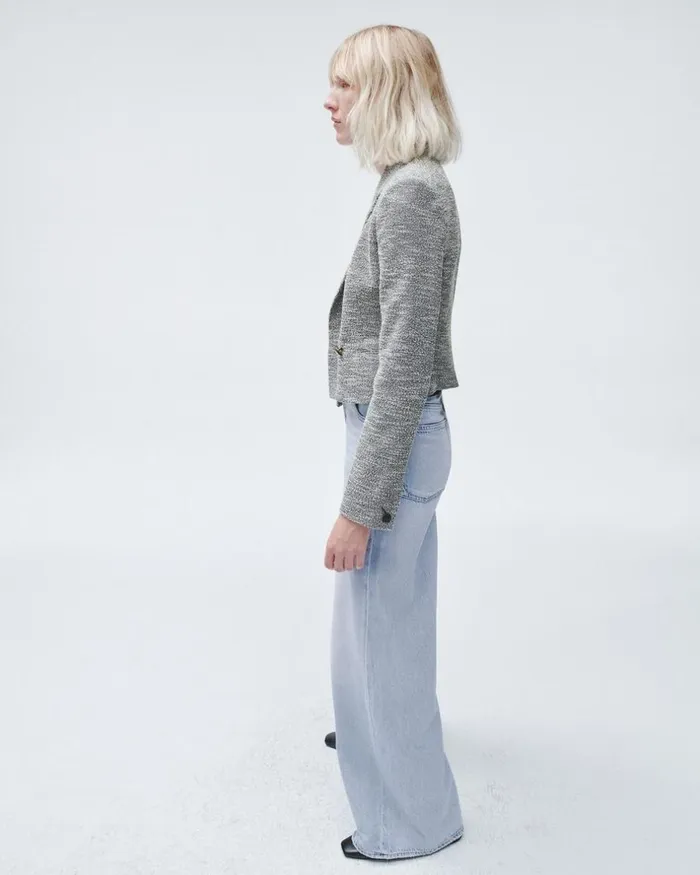 Women Blazers 038 Vests Rag 038 Bone Josie Italian Tweed Blazer Navy White Muti