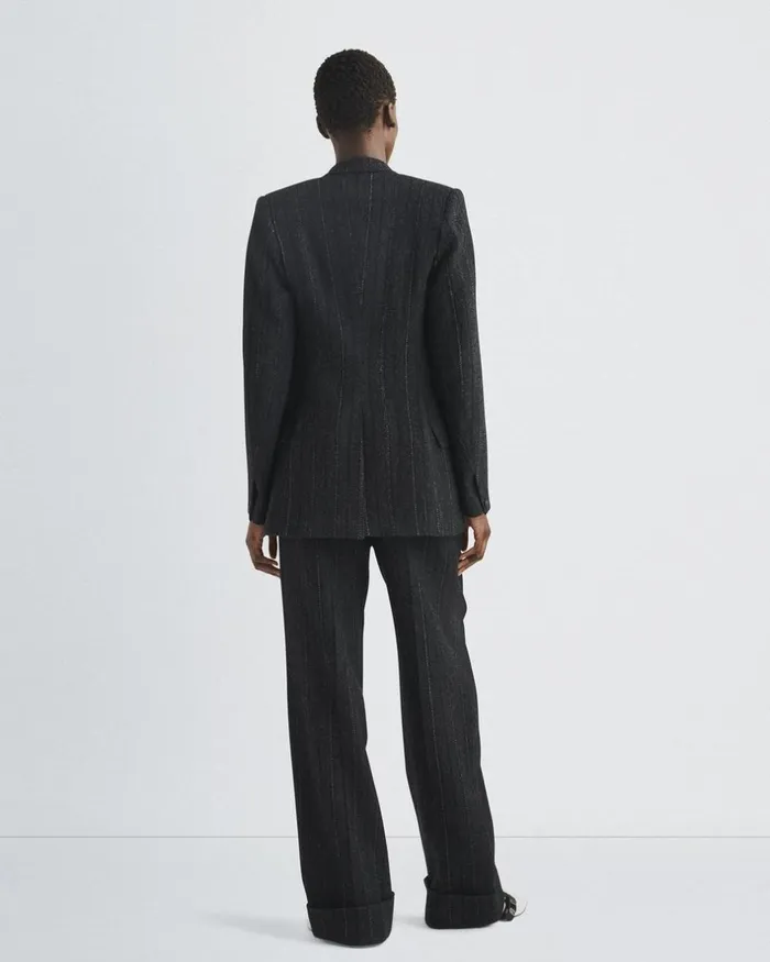 Women Blazers 038 Vests Rag 038 Bone Laurence Striped Wool Blazer Grey Stripe