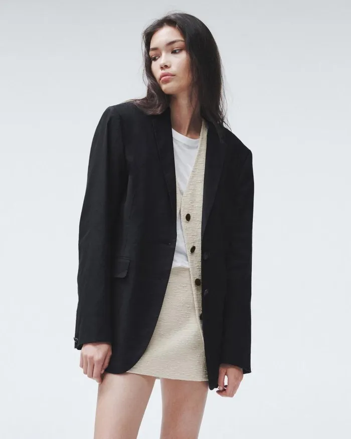 Women Blazers 038 Vests Rag 038 Bone Odessa Linen Blazer Black