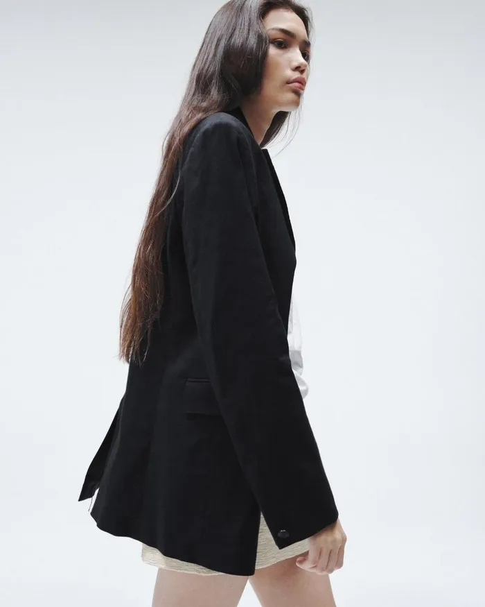 Women Blazers 038 Vests Rag 038 Bone Odessa Linen Blazer Black