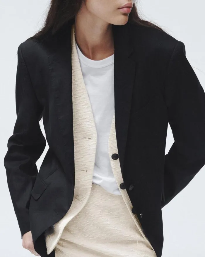 Women Blazers 038 Vests Rag 038 Bone Odessa Linen Blazer Black