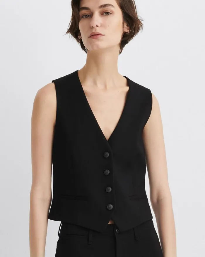 Women Blazers 038 Vests Rag 038 Bone Priya Ponte Vest Black