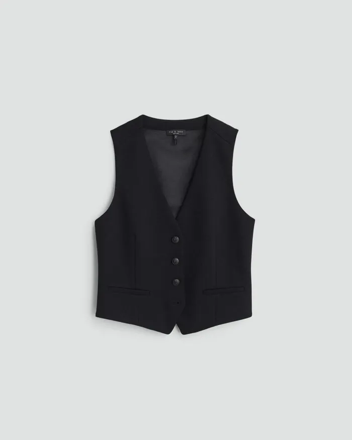 Women Blazers 038 Vests Rag 038 Bone Priya Ponte Vest Black