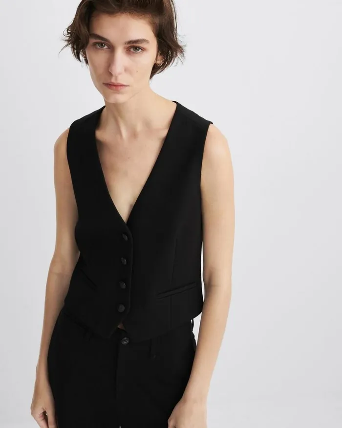 Women Blazers 038 Vests Rag 038 Bone Priya Ponte Vest Black