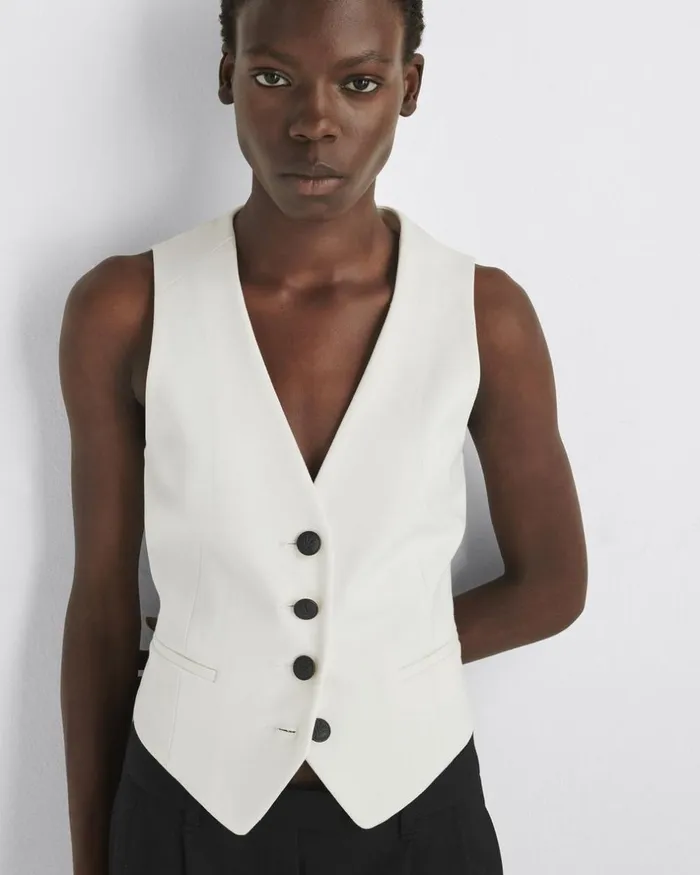 Women Blazers 038 Vests Rag 038 Bone Priya Ponte Vest Ivory