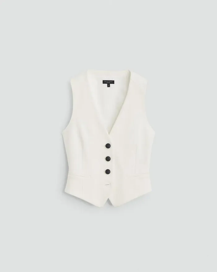 Women Blazers 038 Vests Rag 038 Bone Priya Ponte Vest Ivory