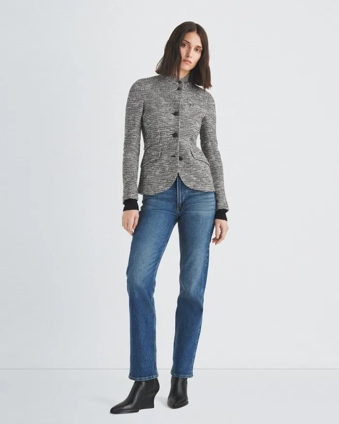 Women Blazers 038 Vests Rag 038 Bone Slade Italian Tweed Blazer Black Multi