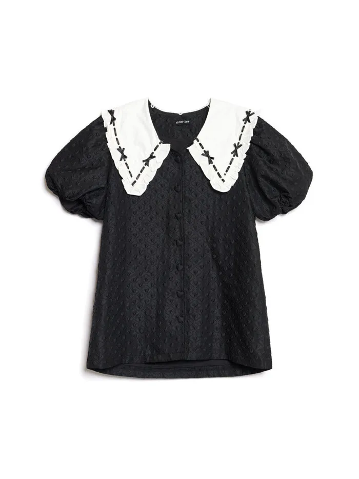 Women Bonnie Bow Collar Dress Coal Black Sister Jane Dresses