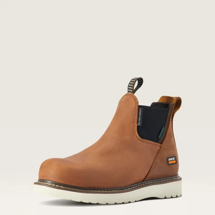 Women Chelsea Boots Ariat Rebar Wedge Chelsea Waterproof Composite Toe Work Boot Aged Honey